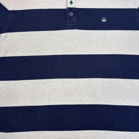 United Colors of Benetton Men's Rugby Stripe‎ Polo Shirt, XL, Navy - Picture 3 of 12